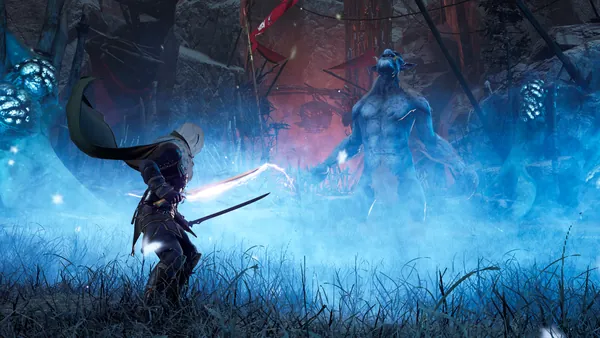 Drizzt facing an enemy in a goblin camp